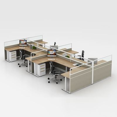 Scrivanie per postazioni di lavoro per ufficio a 8 posti, spessore 25 mm, postazione di lavoro a cubicolo modulare