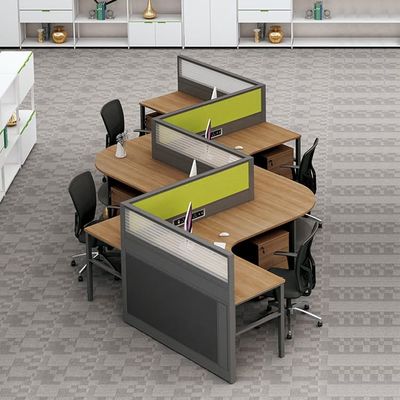 Scrivanie per postazioni di lavoro per ufficio a 4 posti, spessore 30 mm, divisorio per cubicolo