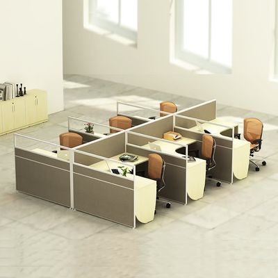 Scrivanie per postazioni di lavoro per ufficio da 30 mm, colore grigio, 4 postazioni di lavoro cubiche