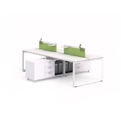 Scrivania per postazione di lavoro per PC da 1600 mm in legno bianco a 4 vie con pannello in MDF