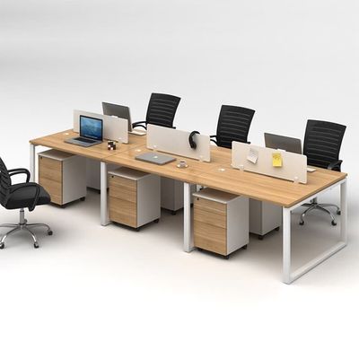 Scrivanie per postazioni di lavoro per ufficio in melamina, 6 posti, 3600 mm