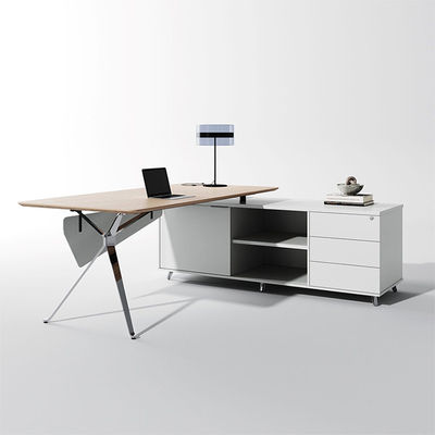 Armadietto laterale Scrivania direzionale grigia Larghezza 1800 mm Scrivania per ufficio manager personalizzata