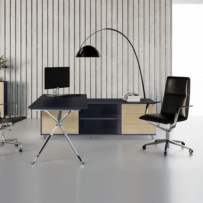 Scrivanie per ufficio direzionali di lusso nere OEM spessore legno 25 mm