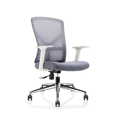 Sedia da ufficio con schienale in rete girevole grigio con supporto lombare e braccioli