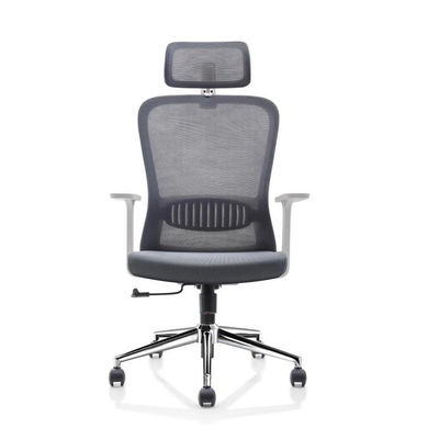 Sedia da ufficio per ufficio regolabile in altezza in tessuto grigio bianco con rete