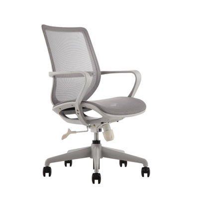 Sedia di ufficio girevole in tessuto grigio con telaio posteriore in fibra di vetro di nylon, cuscino a forma di schiuma e ruote in PU nere