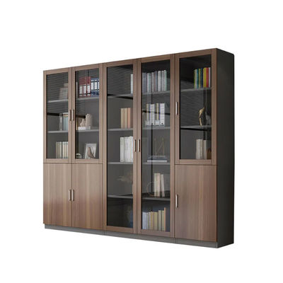 Armadio per archivio con porta in vetro marrone scuro 6 ante CEO grande armadio per archivio in legno