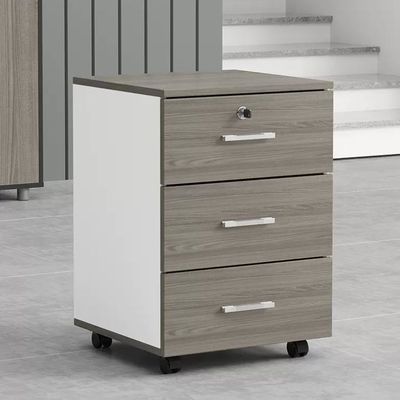 Armadi per archivio in legno per ufficio grigio Armadietto per archivio mobile con 3 cassetti con ruote