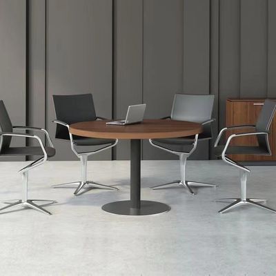 Tavolo da riunione rotondo da 80 cm Sala conferenze nera con gamba in metallo nero