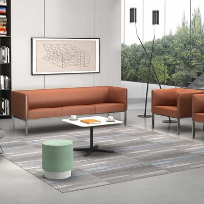 Set Divano Angolare Pelle Arancio Flessibilità Tessuto Modulare 1 2 3 Posti