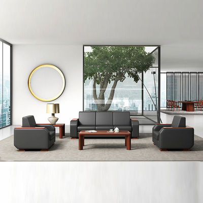 Mobili per ufficio a 3 posti Divano Lounge Set in pelle nera modulare