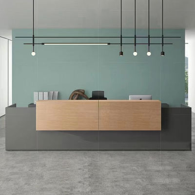 Banco reception per ufficio 2,4 m Bancone reception hotel in legno grigio