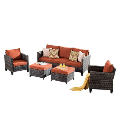 Set di divani da giardino in rattan personalizzato Set da salotto ad angolo da giardino non tossico