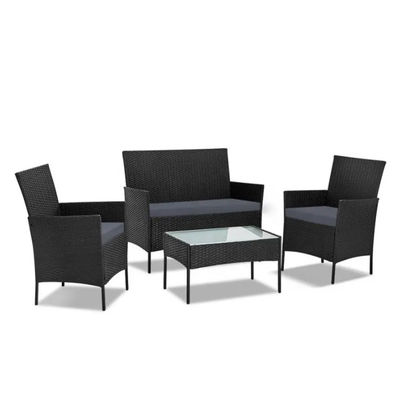Set di divani angolari per esterni in vimini Sedia da giardino in rattan con gambe in metallo