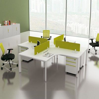 120 gradi MDF bianco Cubicle 4 Staff Workstation Tavolo Per ufficio