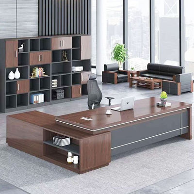 Scrivania Direzionale Executive - Design Melaminico Effetto Legno 2200mm con Mobile Laterale