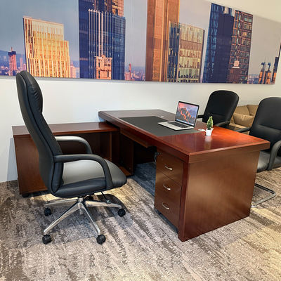 Modern Executive Office Furniture Set Vernice Rossa Tavola A Forma Di L