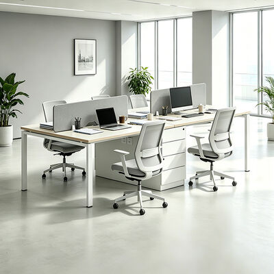 Scrivania Modulare da Lavoro con Piano Spesso 25mm e Configurazioni da 2 4 6 Posti in Pannello Melaminico