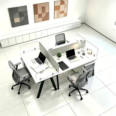 Scrivania modulare su misura con piano in melaminico per configurazioni da 2, 4 o 6 posti