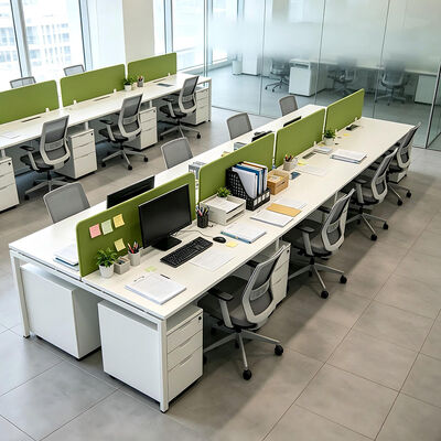 BS-WT60 Scrivania modulare per postazioni di lavoro con cartone di melamina da 25 mm e divisorio in tessuto verde - Dimensioni personalizzabili