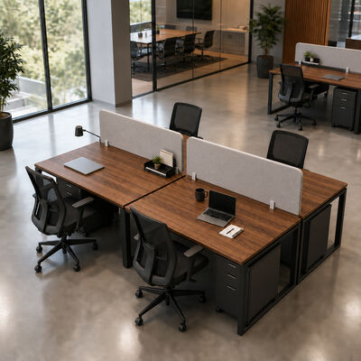 BS-WT62B 25mm Melamine Board Office Workstation Desk con 2400x1200x750mm Dimensione e tessuto schermi divisori
